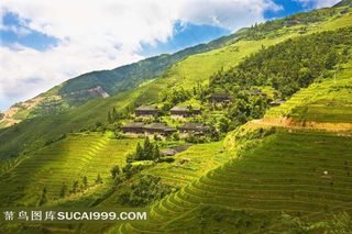 桂林龙胜龙脊梯田村落素材