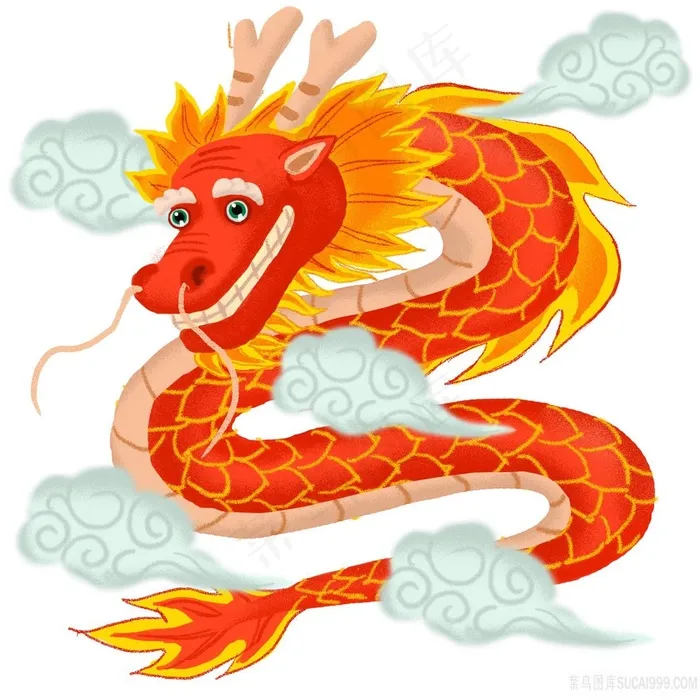 开心微笑的龙PNG绘画图片