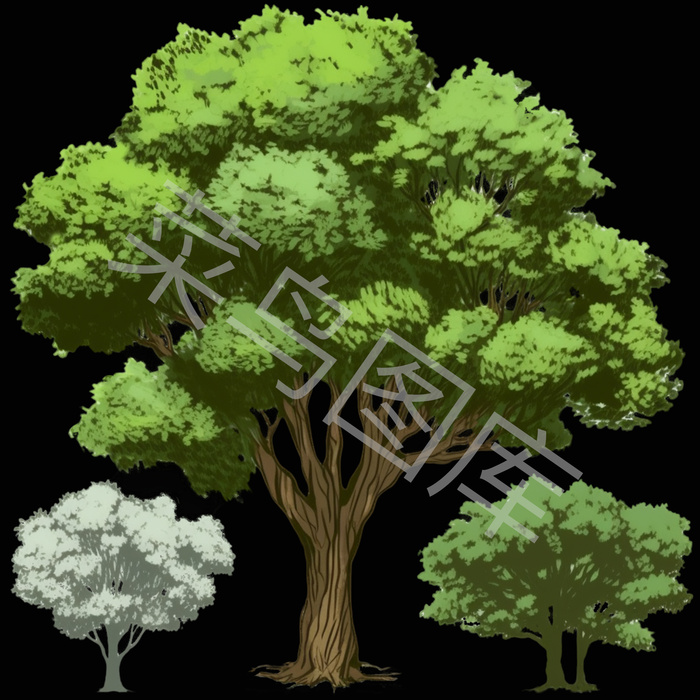 插画风格大树橡树免抠素材