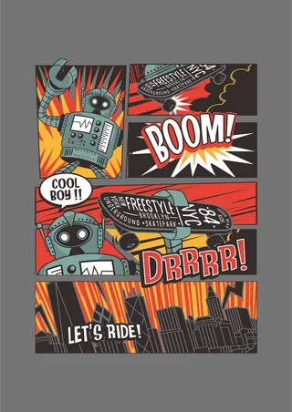 机器人连环画 滑板