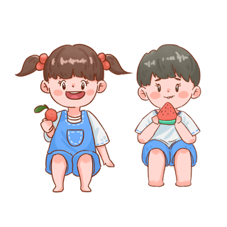 大暑节气夏季元素插画人物