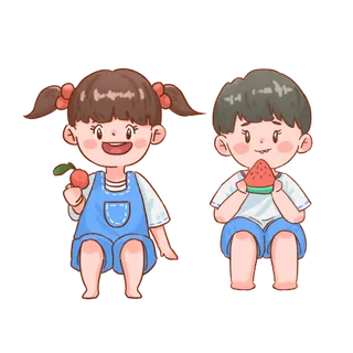 大暑节气夏季元素插画人物