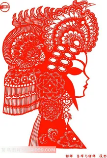 中国剪纸京剧脸谱貂蝉