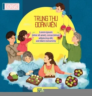 中秋节快乐蓝色背景海报