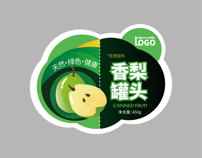 香梨水果罐头不干胶标签贴纸