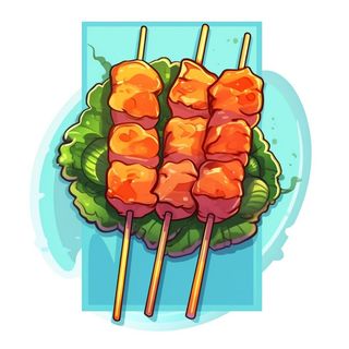 烧烤烤肉串插画免抠