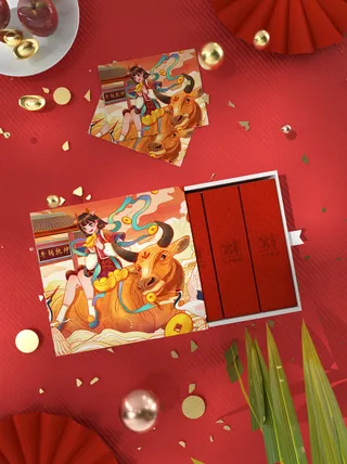 国潮风中式文创新年礼包智能样机