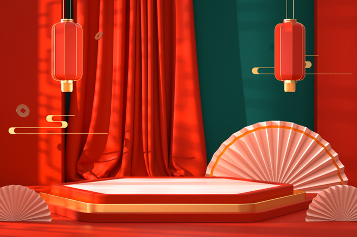中国风古典背景红色喜庆新年主图背景