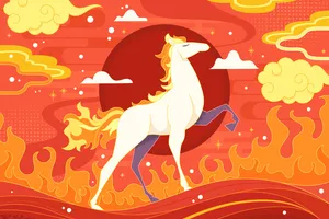 手绘十二生肖插图奔马