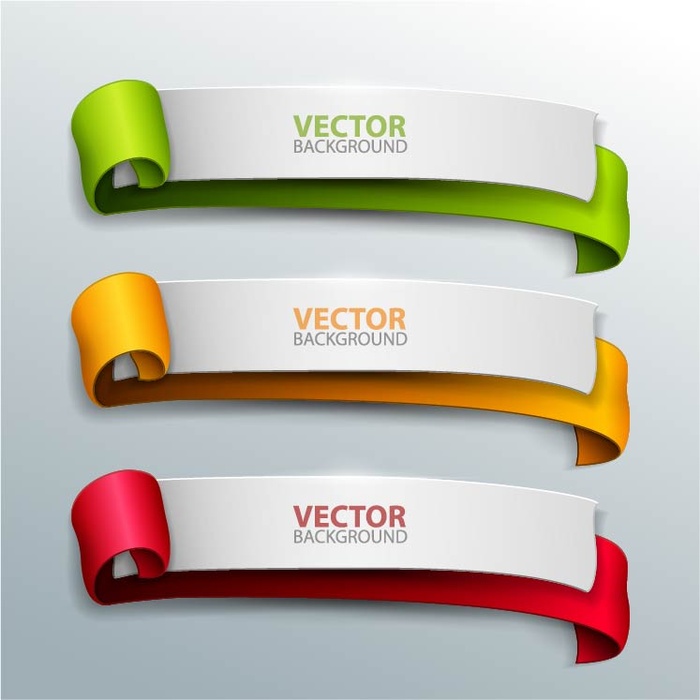 免抠彩色丝带标签