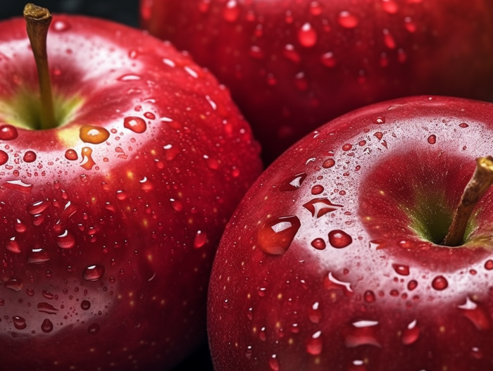 红苹果水珠细节特写摄影图