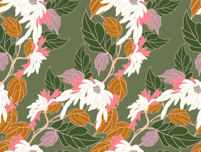 花卉唯美手绘花朵面料纹理手机壳布料面料印花服装矢量图案素材