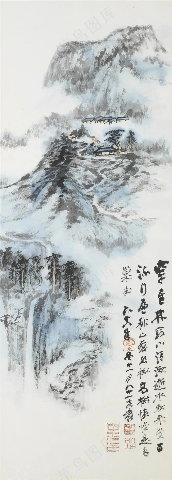 高清张大千高山树木国画图片