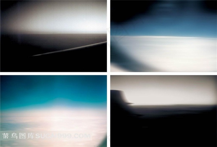 飞机上云层和地平线虚化背景图片