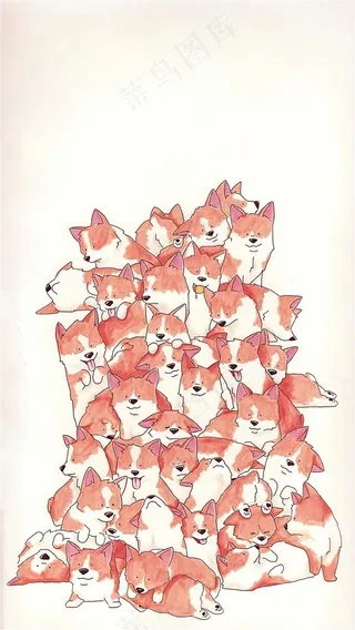 一堆粉色的狗狗