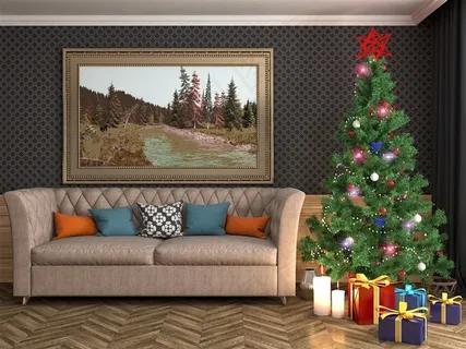 室内圣诞树装饰图片