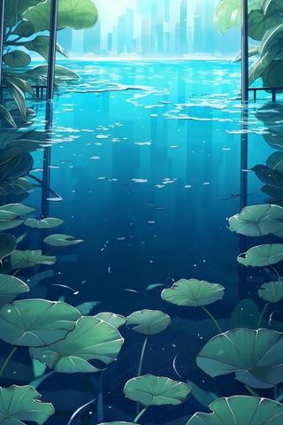 荷叶清新中国风背景