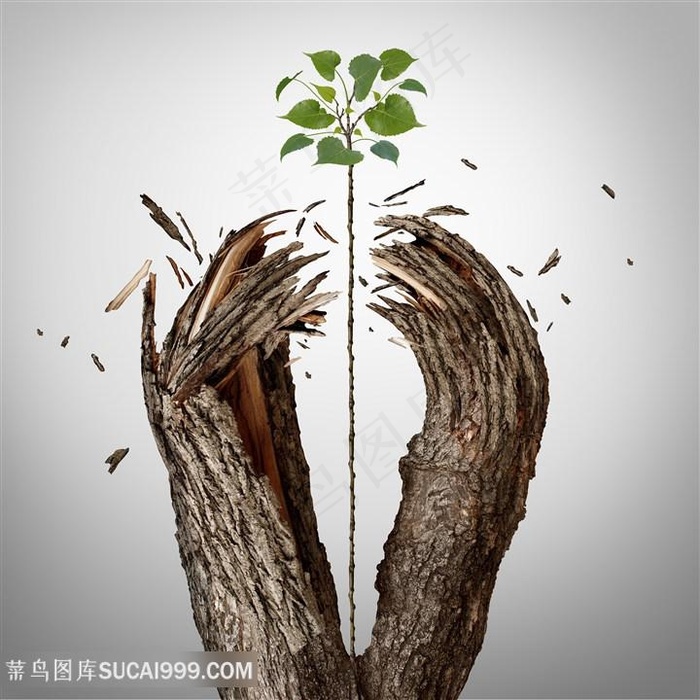 枯木发芽创意图形高清图片