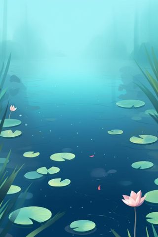 唯美荷塘荷叶节气背景