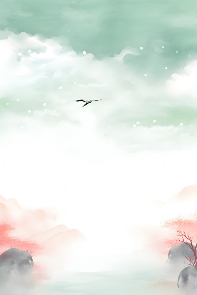 国风淡雅山云背景(2400x3600)