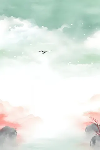 国风淡雅山云背景