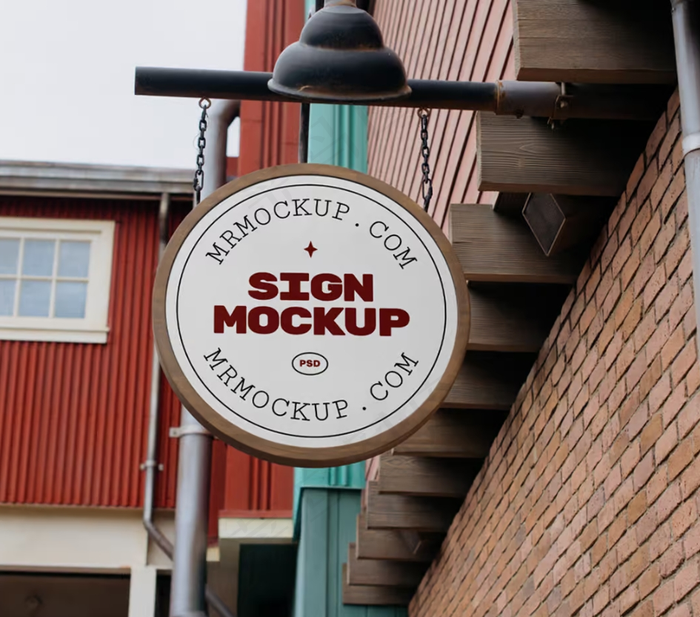 户外建筑招聘样机 奶茶店咖啡店招牌样机psd模版下载