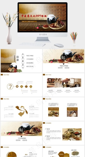 中药中医治病PPT模板ppt模版预览图