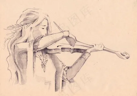 唯美人物铅笔手绘图片