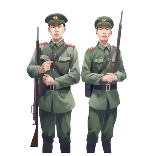 军人士兵拿着枪免抠