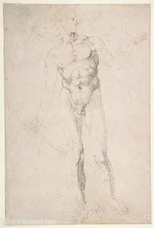 丢勒手绘裸体男士艺术挂画