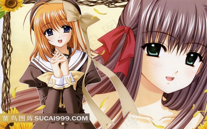 可爱的花季美少女插画素材