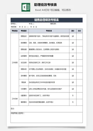 助理绩效考核表