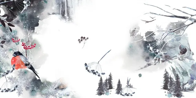 中国风传统水墨古风古典展板边框工笔画PS海报背景平面设计素材