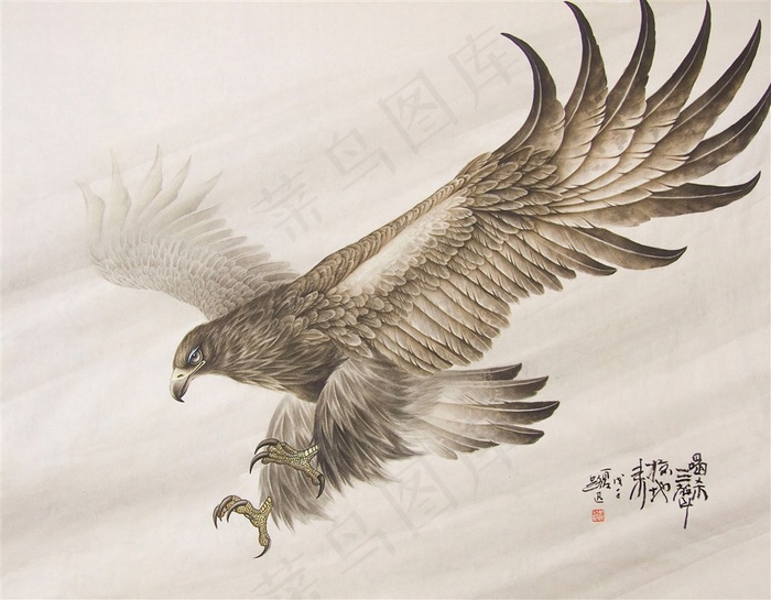 喝杀三声老鹰工笔画