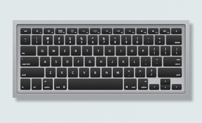 黑白质感暗调笔记本键盘平面图 键位可编辑