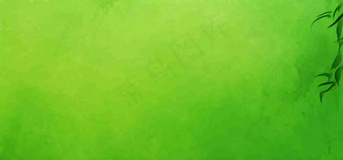 绿色简约绿植绿叶手绘插画笔墨意境