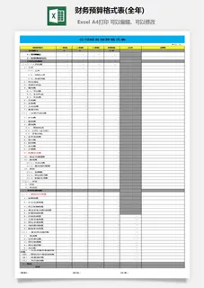 财务预算格式表(全年)