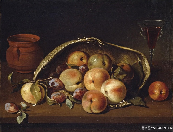 坎普罗宾，佩德罗-塞斯托-桃子-李子静物油画