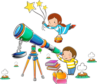 望远镜孩子卡通