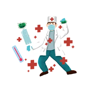 打针男医生卡通手绘