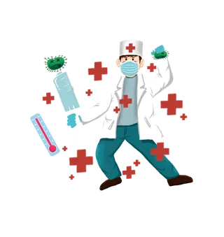 打针男医生卡通手绘