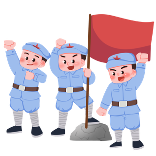 手绘八路军军人建党节建军节爱国插画