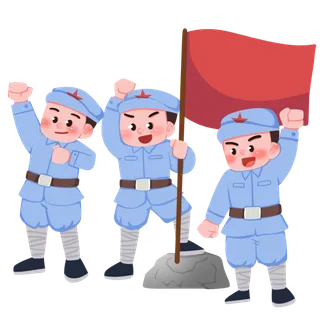 手绘八路军军人建党节建军节爱国插画