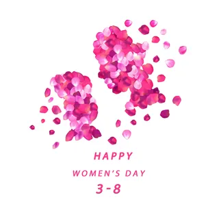 水彩粉色妇女节挂画