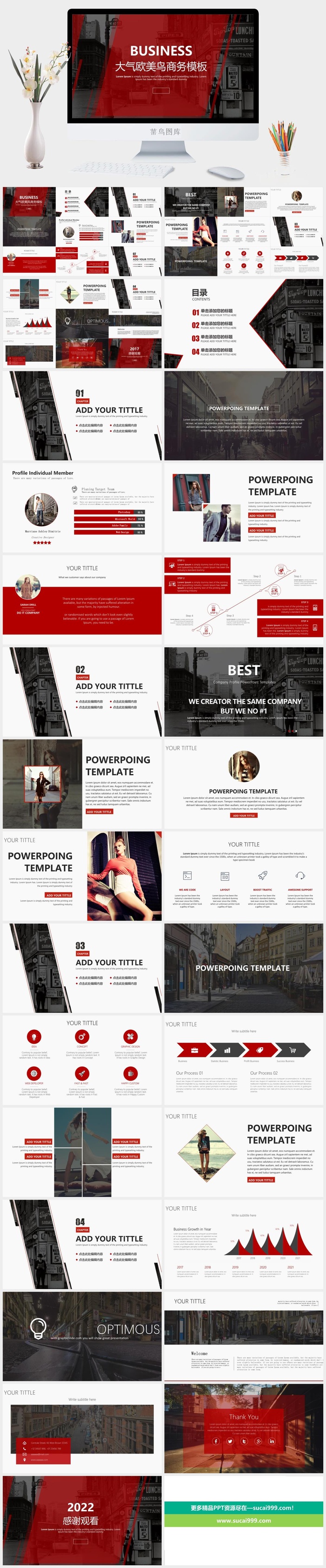 大气通用商务欧美风PPT模板