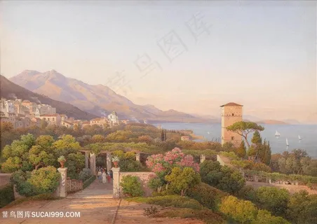 海边植物风景油画图片 海边植物风景油画图片