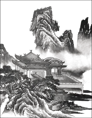 中国古风元素山水