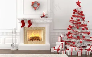 室内的红色圣诞树
