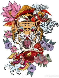 龙虎相斗龙腾虎跃高清挂画壁纸高分辨率打印喷绘素材