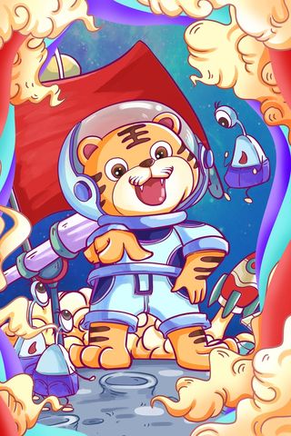 虎年中国风萌虎插画